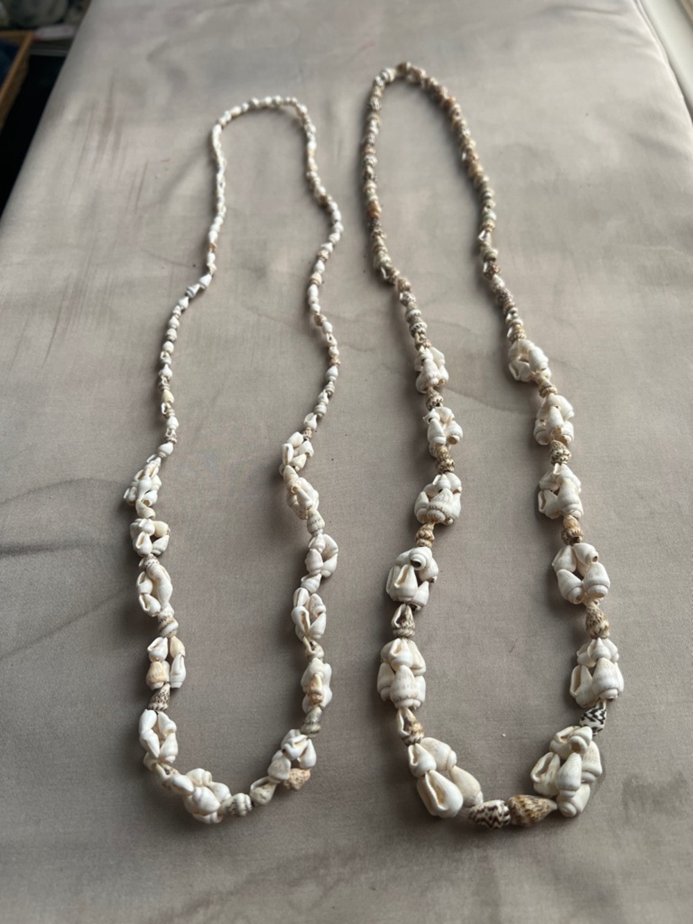 Natural White Sea Shell Strand Necklace - Coastal Bead Style Set of 2